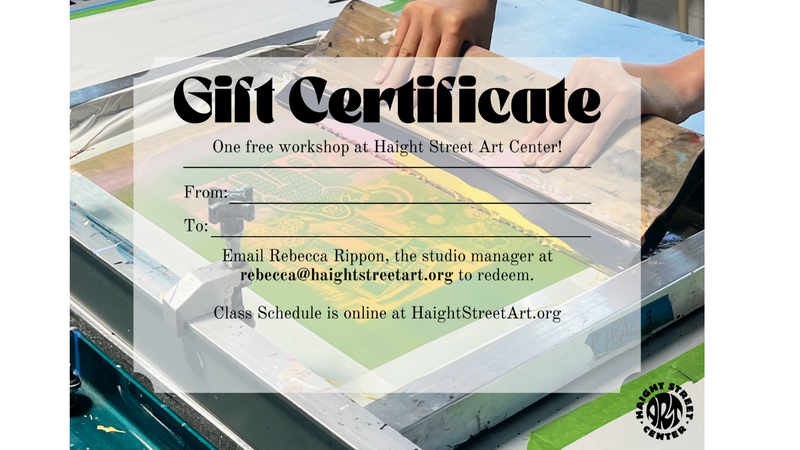 Print Studio Gift Certificate  - Good for One Screen Printing Basics Class. Please add gift recipient name and email in the notes upon check out.