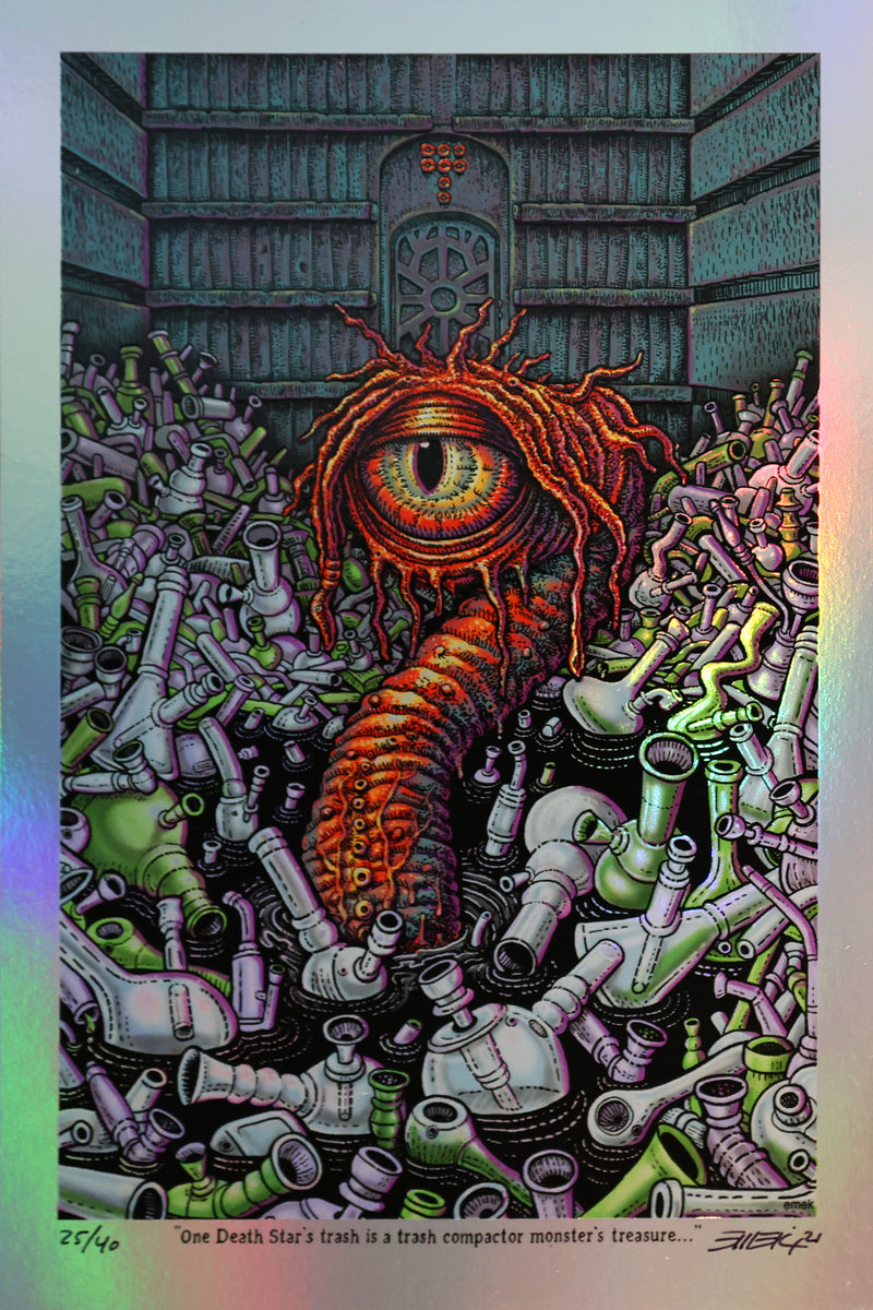 Foil Version Trash Compactor Monster from Emek’s Stoned Wars Series